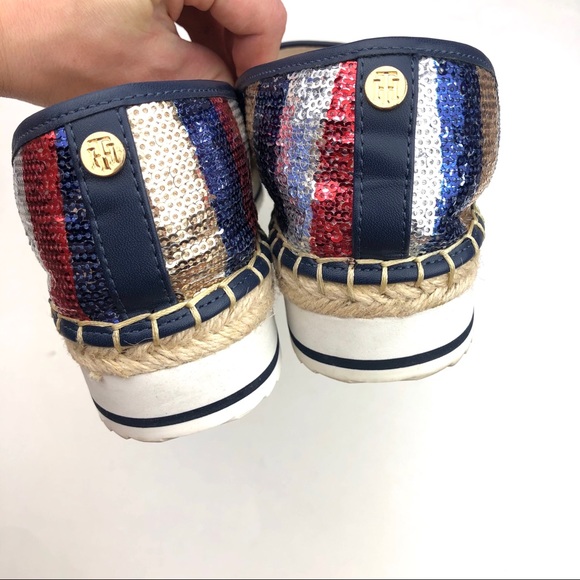 TOMMY HILFIGER Sequin Red White And Blue Platform - Picture 5 of 8